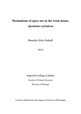 Mechanisms of Space Use in the Wood Mouse, Apodemus Sylvaticus