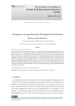 Newpapers' Coverage During the Permatang Pauh By-Election