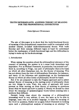 Truth Determinants. Another Theory of Meaning for the Propositional Connectives