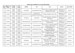 Ksrtc Bus Schedule (Via Technopark) Sl