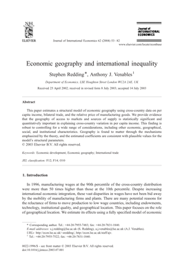 Economic Geography and International Inequality