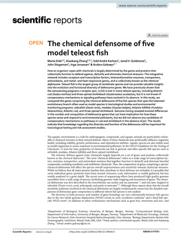 The Chemical Defensome of Five Model Teleost Fish