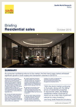 Briefing Residential Sales October 2015