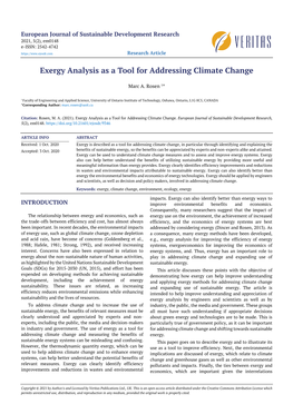 Exergy Analysis As a Tool for Addressing Climate Change