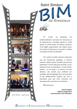 Bulletin D'informations Municipales AVRIL 2016