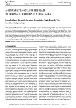 Multivariate Model for the Usage of Renewable Energies in a Rural Area