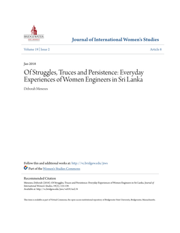 Everyday Experiences of Women Engineers in Sri Lanka Deborah Menezes