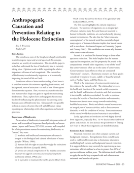 Anthropogenic Causation and Prevention Relating to The