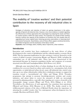 The Mobility of 'Creative Workers' and Their Potential Contribution to the Recovery of Old Industrial Cities in Spain