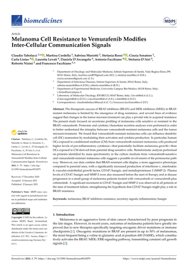 Melanoma Cell Resistance to Vemurafenib Modifies Inter-Cellular