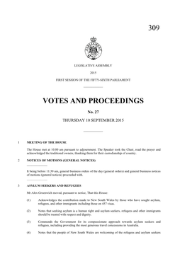 309 Votes and Proceedings