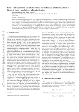 Fine-And Hyperfine-Structure Effects in Molecular Photoionization: I