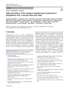 Safety and Efficacy of the Maximum Tolerated Dose of Givinostat in Polycythemia Vera