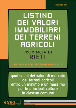 Listino Dell'osservatorio Dei Valori Agricoli Provincia Di