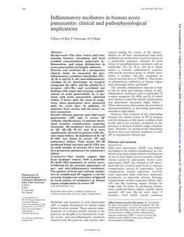 Inflammatory Mediators in Human Acute Pancreatitis