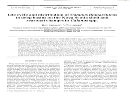 Life Cycle and Distribution of Calanus Finmarchicus in Deep Basins on the Nova Scotia Shelf and Seasonal Changes in Calanus Spp