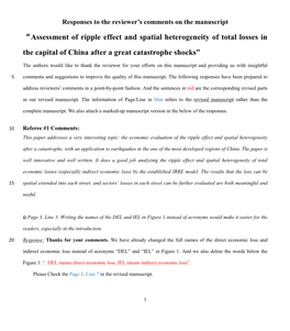 “Assessment of Ripple Effect and Spatial Heterogeneity of Total Losses in the Capital of China After a Great Catastrophe Shocks”