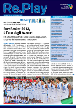 Eurobasket 2013, È L'ora Degli Azzurri