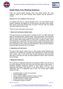 Notes to General Risk Assessment Form RA1