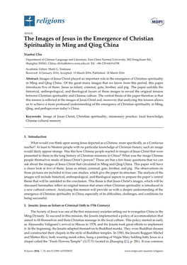 The Images of Jesus in the Emergence of Christian Spirituality in Ming and Qing China