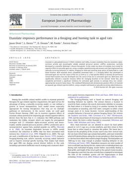 Etazolate Improves Performance in a Foraging and Homing Task in Aged Rats