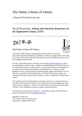 Liberty and American Experience in the Eighteenth Century [2006]
