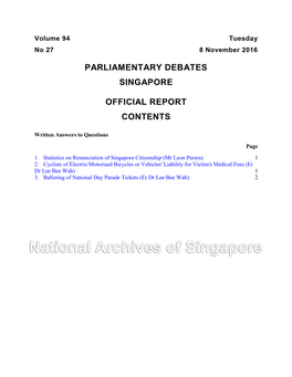 Parliamentary Debates Singapore Official Report