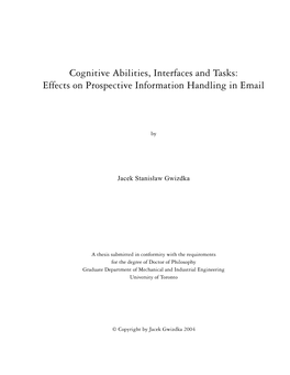 Cognitive Abilities, Interfaces and Tasks: Effects on Prospective Information Handling in Email