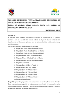 1º) El Presente Pliego Establece Las Normas Que Regirán La Adju