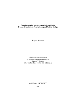 Forest Degradation and Governance in Central India: Evidence from Ecology, Remote Sensing and Political Ecology