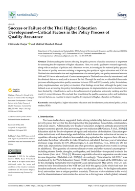 Success Or Failure of the Thai Higher Education Development—Critical Factors in the Policy Process of Quality Assurance