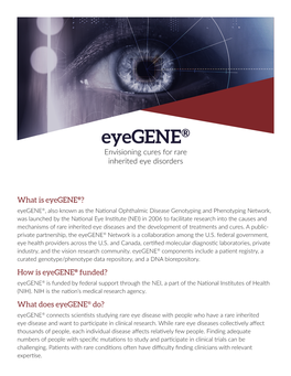 Eyegene® Envisioning Cures for Rare Inherited Eye Disorders