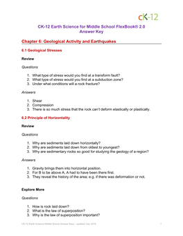 Chapter 6: Geological Activity and Earthquakes