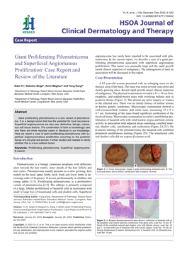 Giant Proliferating Pilomatricoma and Superficial Angiomatous Proliferation: Case Report and Review of the Literature