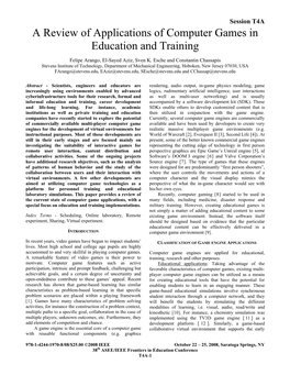 A Review of Applications of Computer Games in Education and Training