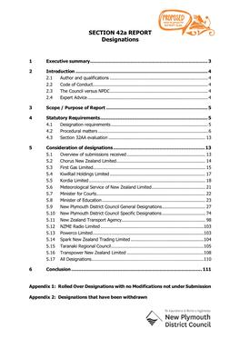 SECTION 42A REPORT Designations