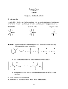 Chem 51B Chapter 15 Notes