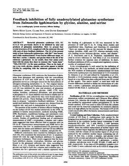 Feedback Inhibition of Fully Unadenylylated Glutamine