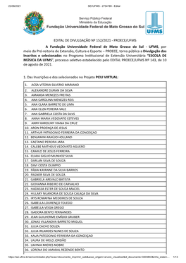 Edital De Divulgação Nº 152/2021