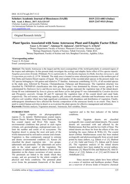 Plant Species Associated with Some Asteraceae Plant and Edaphic Factor Effect Yasser A