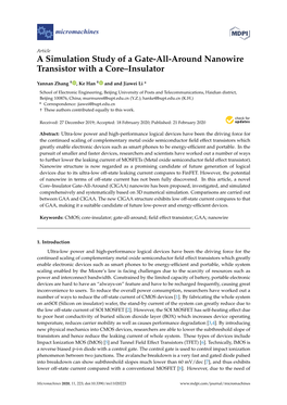 A Simulation Study of a Gate-All-Around Nanowire Transistor with a Core–Insulator