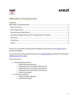 AMD Codexl 1.8 GA Release Notes