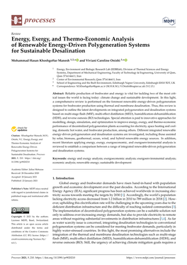 Energy, Exergy, and Thermo-Economic Analysis of Renewable Energy-Driven Polygeneration Systems for Sustainable Desalination