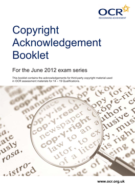 Copyright Acknowledgement Booklet