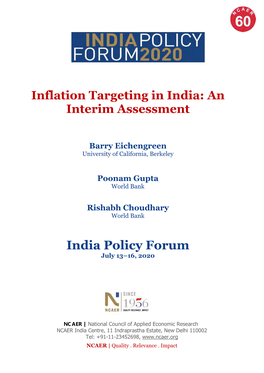 India Policy Forum July 13–16, 2020