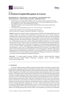 G Protein-Coupled Receptors in Cancer