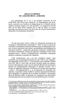 Les Témoignages Sur La Vie À Ars Pendant L'annexion De Fait (1940-1944) Sont Encore Peu Nombreux