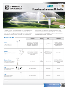 Evapotranspiration and Irrigation Automatic Weather Stations and Soil Water Measurement Systems