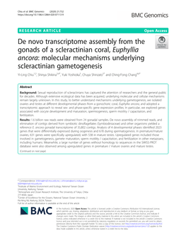 De Novo Transcriptome Assembly from the Gonads of a Scleractinian Coral