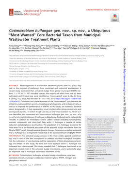 Core Bacterial Taxon from Municipal Wastewater Treatment Plants